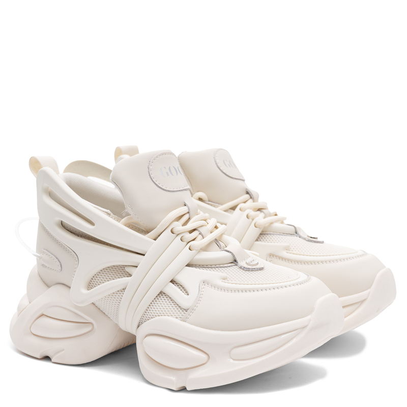 GOE Sneakersy Damskie Skórzane na Platformie Beżowe TT2N4014