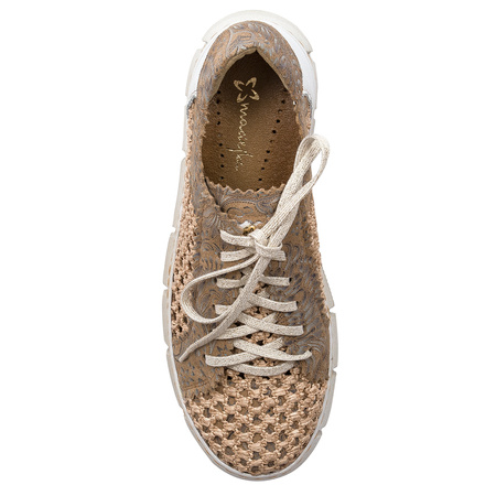 Maciejka Leather Woven Platform Lace-Ups Breathable Beige 05850-04/00-1