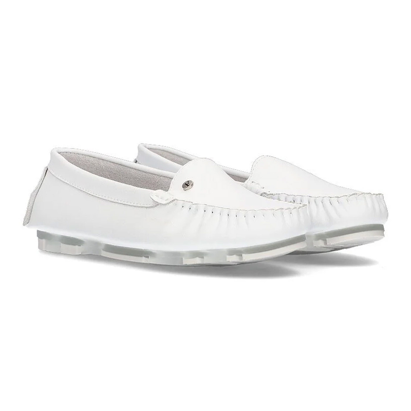 Filippo Women's Leather Moccasins White