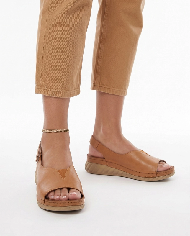 Maciejka Comfortable Leather Platform Sandals Orange L7633-29/00-1