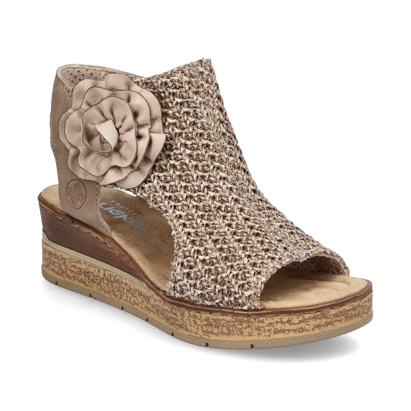 Rieker 63791-60 Wedge Sandals Openwork Flower Beige 63791-60