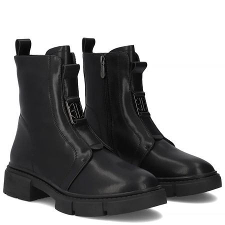 Filippo Leather Insulated Women's Ankle Boots Flat Heel Black DBT652425BK