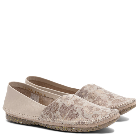 Maciejka Women's Leather Loafers Floral Pattern Beige 1930W-58/00-0