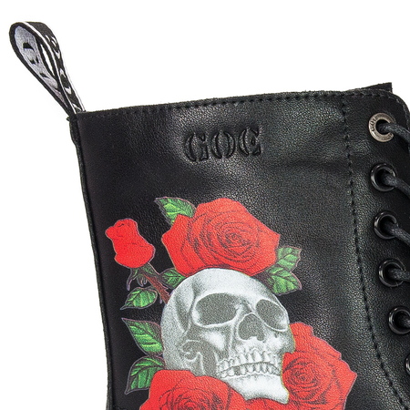 Botki GOE II2N4044 Black Print botki skórzane z czaszką Czarne