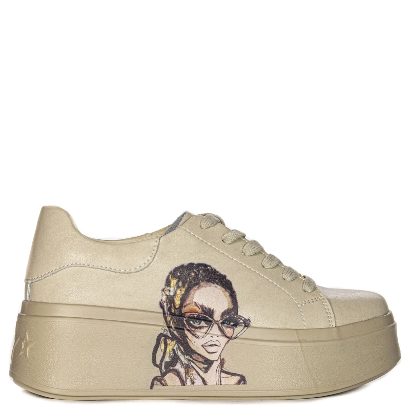 Filippo Beige Leather Sneakers