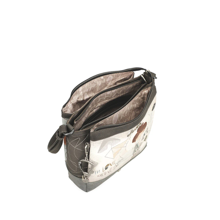 Anekke Crossbody Bag Illustrative Print Shoulder Strap Triple Compartment Multicolour 42803-039