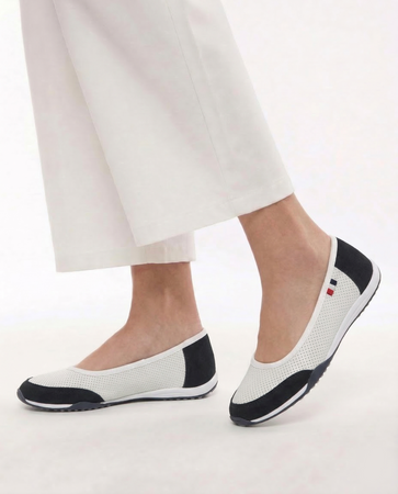 Filippo Leather Openwork Sporty Ballerinas White DP142-26-WH-NV