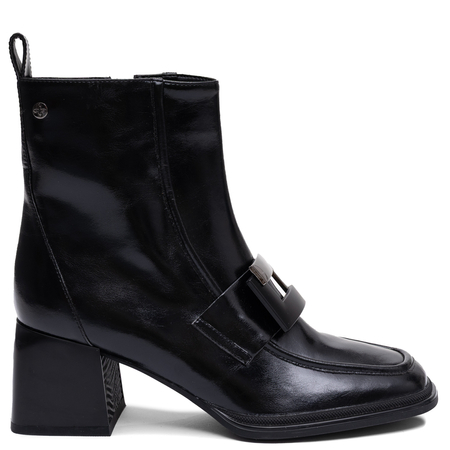 Maciejka Stylish Leather Heel Ankle Boots Buckle Black K7788-01/00-7