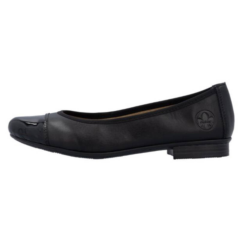 Rieker Baleriny Damskie Skórzane Black