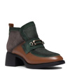 Maciejka Leather Two-Tone Ankle Boots Block-Heel Boots With Side Zip Brown-Green A6747-29/00-8