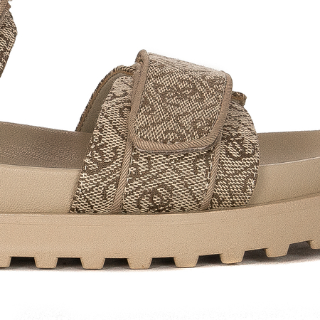 Guess Women’s Logo Sandals on a Platform Beige and Brown FL6FBSFAL03-BEIBR