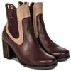Maciejka Leather Ankle Boots Contrast Trim Burgundy 03759-23/00-3