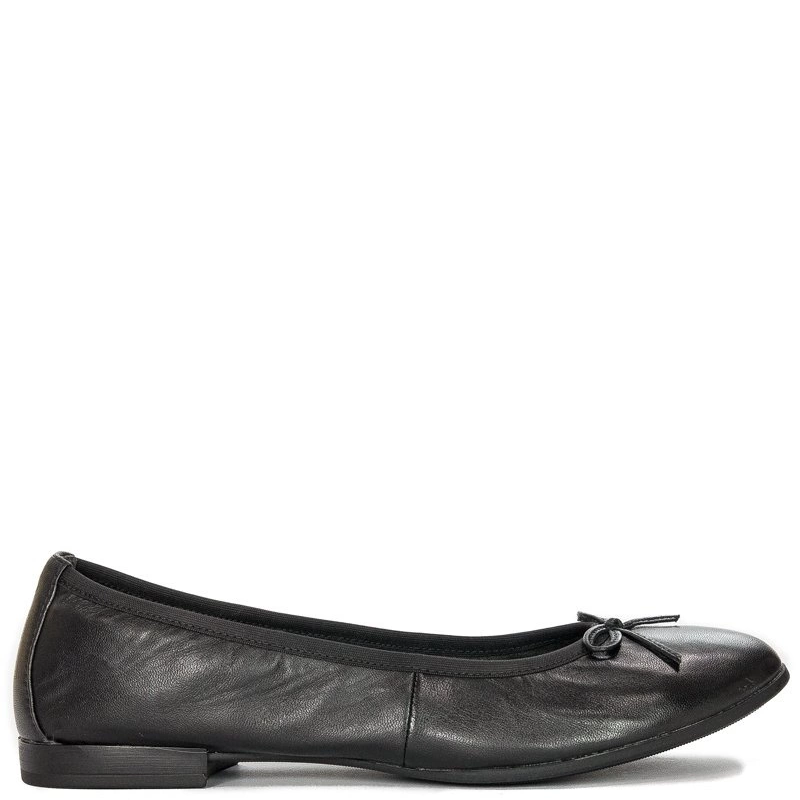 Tamaris Baleriny damskie skórzane Black czarne