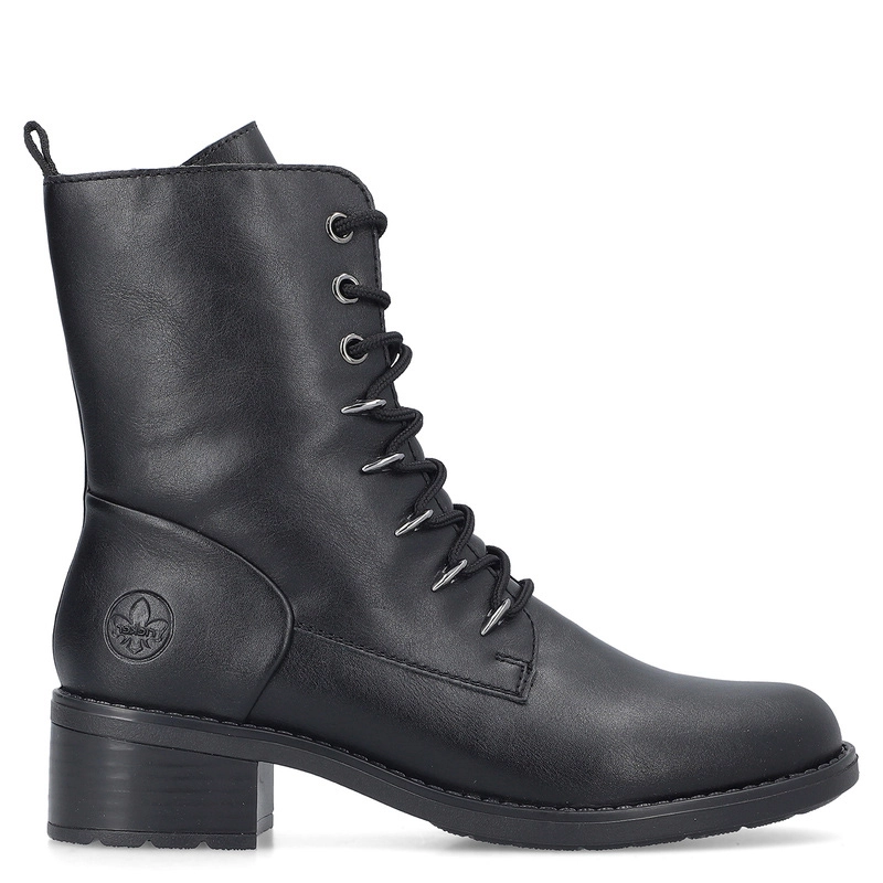 Rieker Lace-Up Women's Ankle Boots Block Heel Insulated Black 75430-00-BLACK