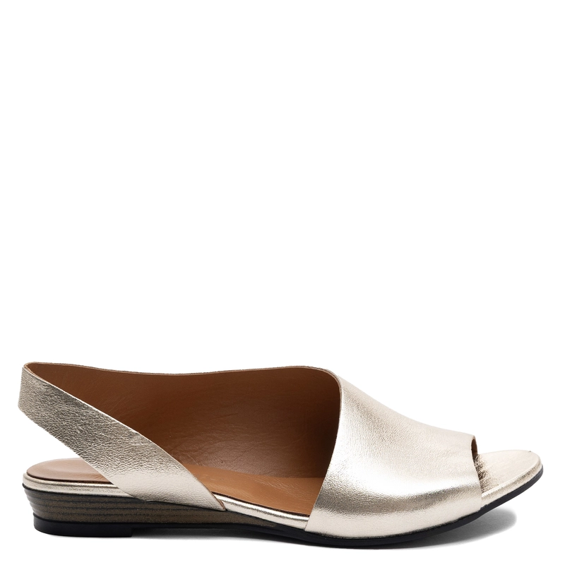 Boccato Leather Asymmetric Slingback Sandals Metallic Gold 167-590-GOLD-KRI