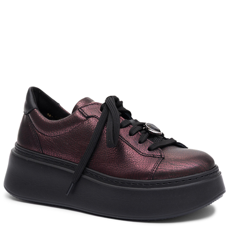 Maciejka Damskie Skórzane Sneakersy Na Platformie Bordowe 6191W-23/00-8