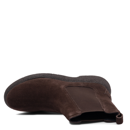 Gioseppo Suede Leather Chelsea Boots Women Chunky Platform Chocolate 73624-A-P-CHOC