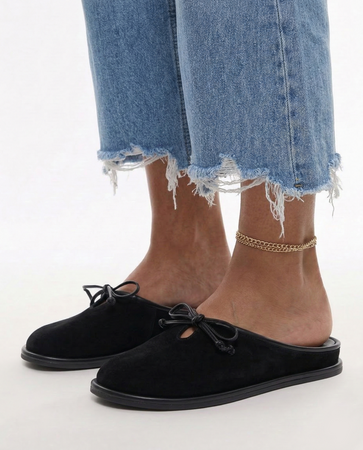 Maciejka Leather Slip-On Mules Home Shoes Flat Sole Black K7514-01/00-1
