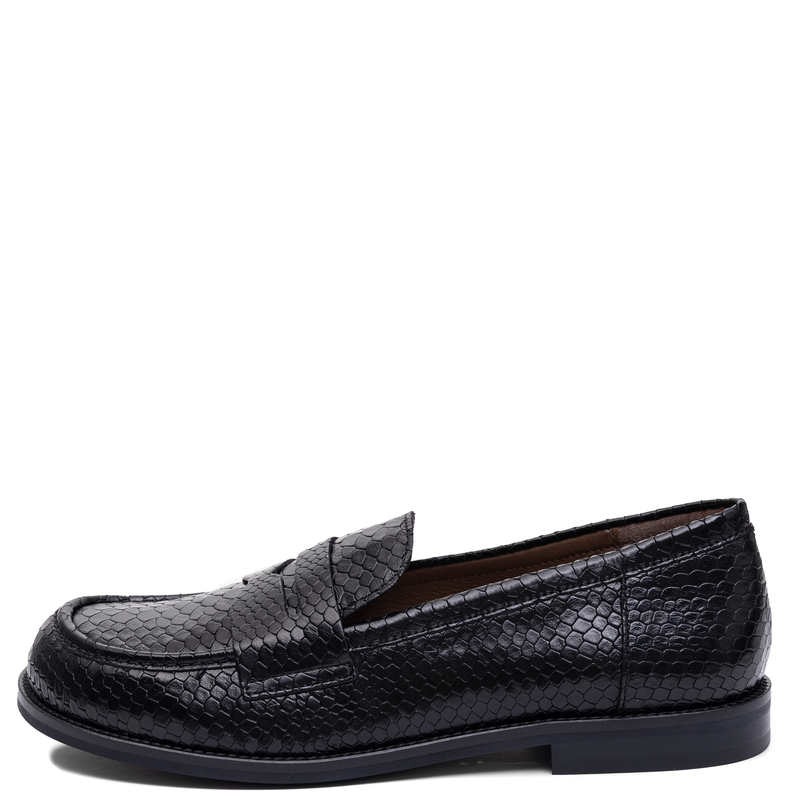 Wonders Women's Leather Loafers Animal Print Black A-4620