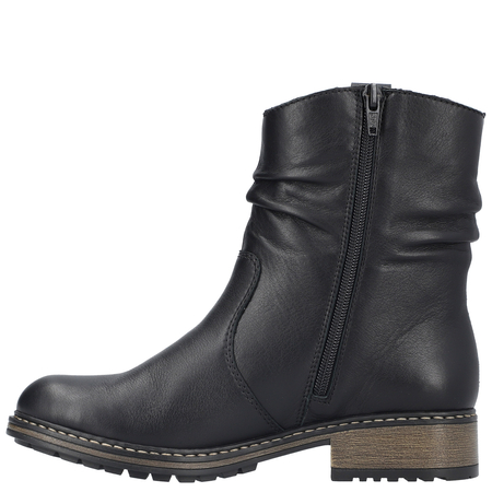 Rieker Comfortable Leather Women's Ankle Boots Warm Lined Black Z6883-00-BLK