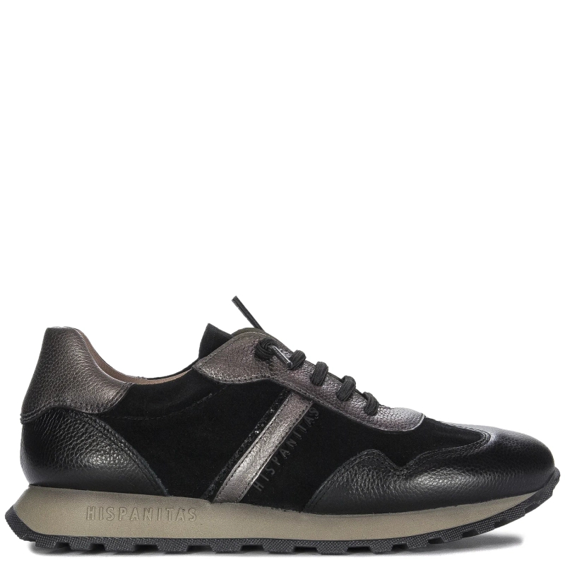 Hispanitas Sneakersy damskie skórzane Cervo Velour Black