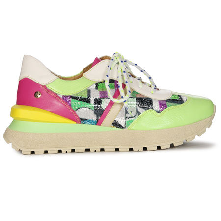 Maciejka Women's Leather Green Pink Sneakers