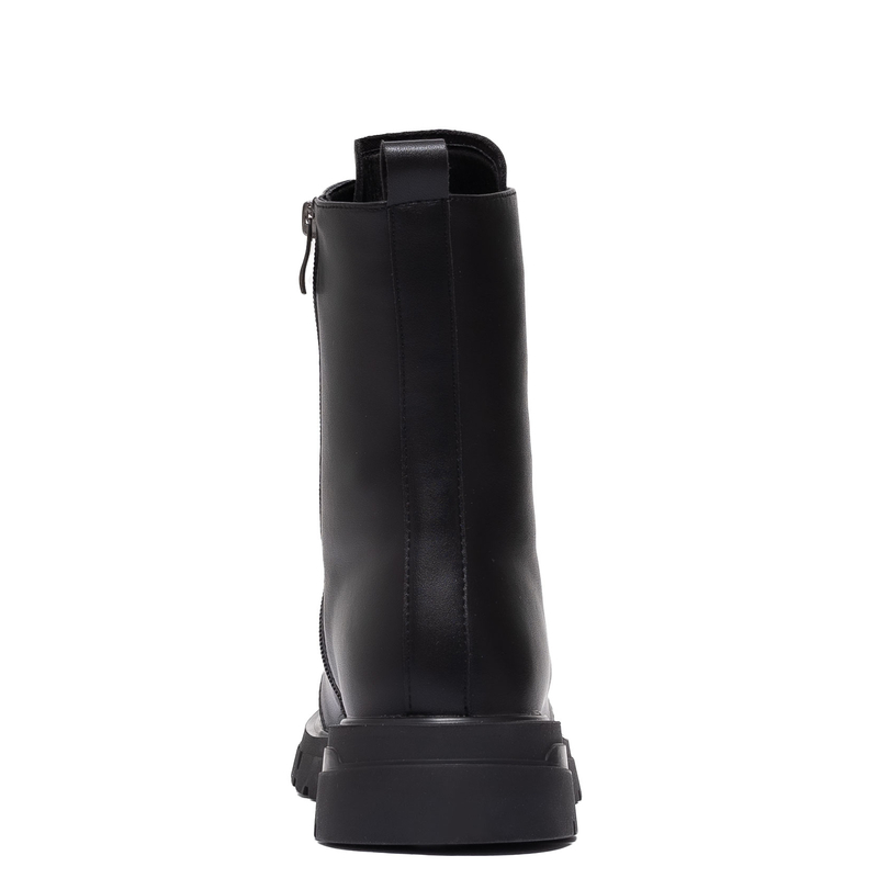 T. Sokolski Leather Chunky Boots Zip Black AN-Z25-194-BLK