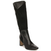 Maciejka Leather Patchwork Knee-High Boots Block Heel Insulated Black 05784-01/00-8
