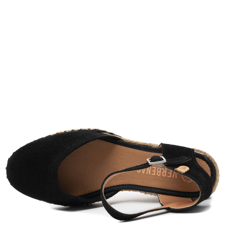 Verbenas Malena Suede Espadrille Wedges Black MALENA-SERTAN-NEG