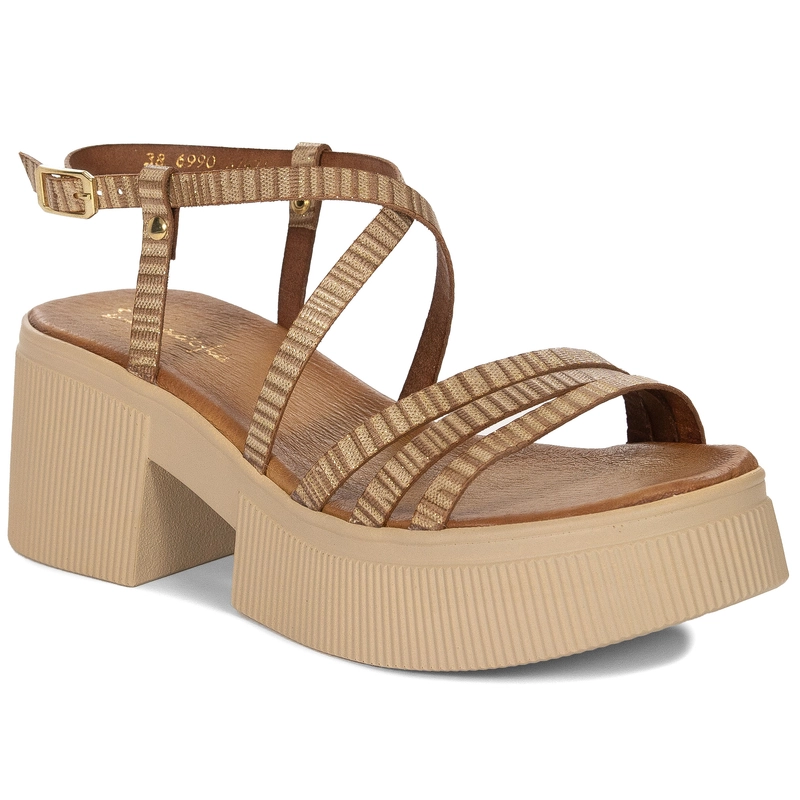 Maciejka Gold Leather Sandals