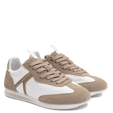Maciejka Skórzane Sznurowane Sneakersy Biało-Beżowe M7355-04/00-7 HTML