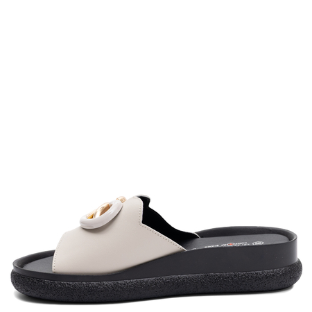 S.Barski Leather Women's Mules With Ornament Beige KV61-6046-BEIGE
