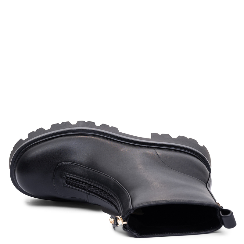 Guess Stylish Women's Platform Ankle Boots With Golden Front Zipper Black FLFRR2-ELE10-BLK