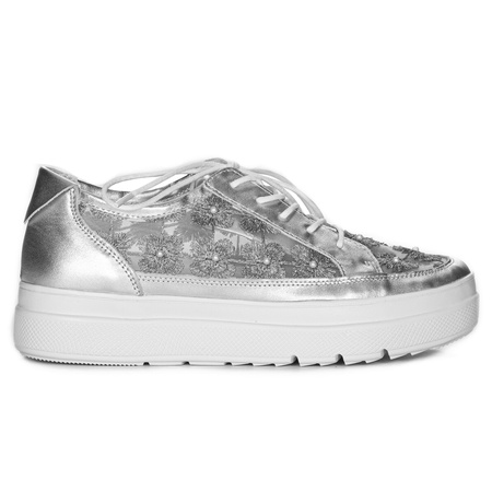 Maciejka Women's Silver Leather Sneakers