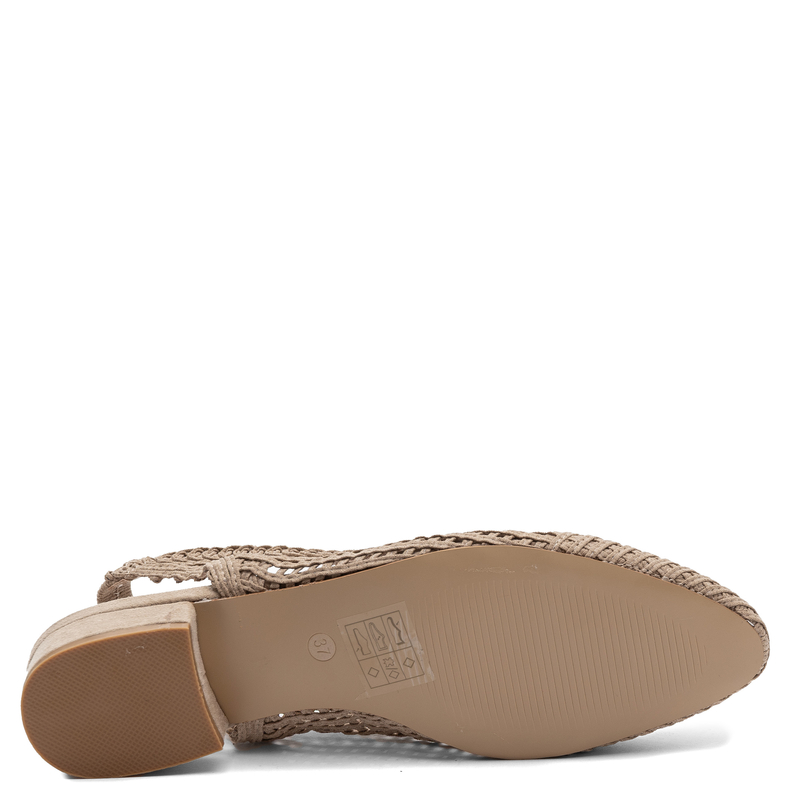 Sokolski Półbuty Ażurowe z Odkrytą Piętą Beżowe SR-L26-147-BEIGE