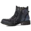 Maciejka Floral Leather Ankle Boots Flat Heel Navy 07006-06/00-8