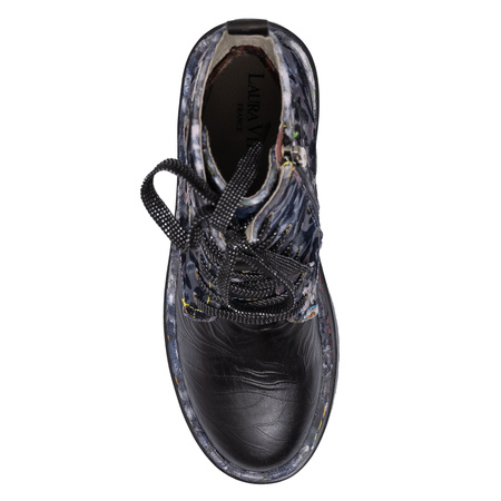 Laura Vita Skórzane Trzewiki Damskie Kwiatowy Wzór z Zamkiem i Sznurowaniem Wielokolorowe INCASO-024-CHAR