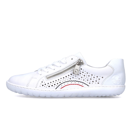 Rieker Leather Perforated Women’s Sneakers With Side Zipper White 52824-80