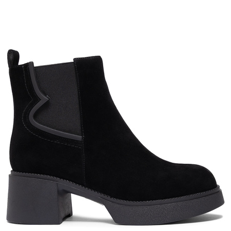 Artiker Suede Platform Ankle Boots Block Heel Black 57C0158