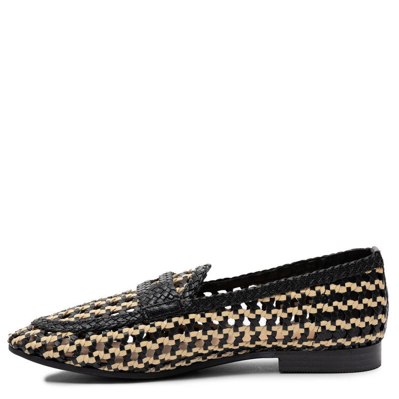 Gioseppo Woven Leather Loafers Openwork Black-Beige 79108-BLACK