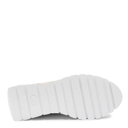 Wonders Skórzane Sneakersy Damskie na Platformie Półbuty Beżowo-Złote A-24100-BEIG-RAME