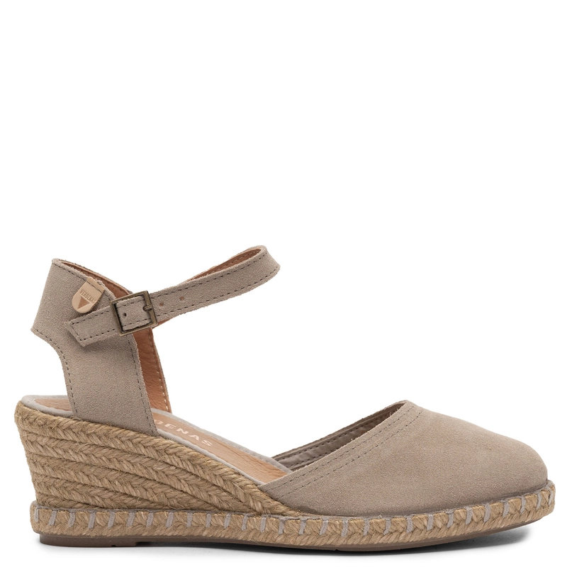 Verbenas Malena Espadryle Damskie Skórzane na Koturnie Beżowe MALENA-SERTAN-PIE