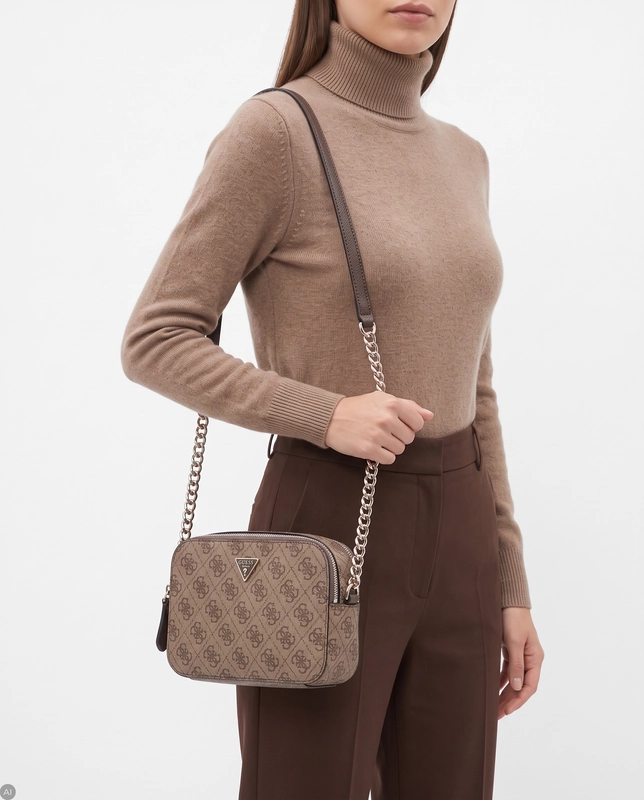 Guess Elegancka Stylowa Listonoszka Damska z Logo Beżowa HWBG9672140-LATTE
