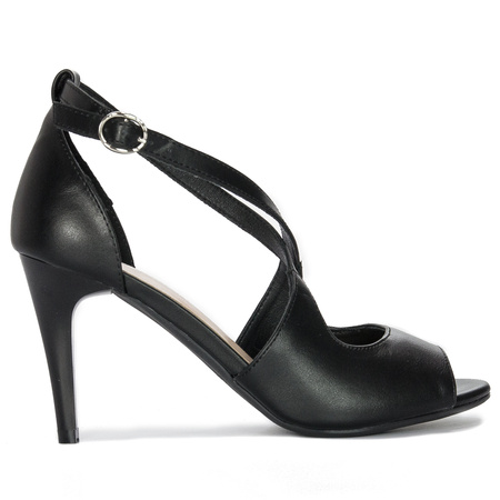 Sergio Leone women's sandals on a high heel Black PU