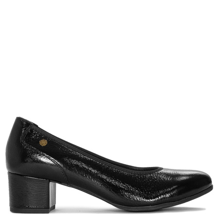 Maciejka Leather Patent Pumps Block Heel Black P7223-01/00-7