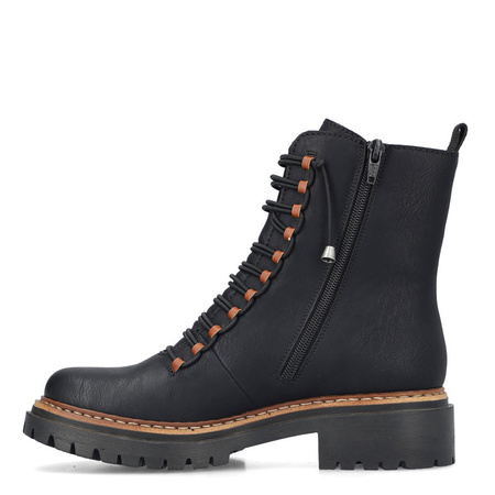 Rieker Insulated Lace-Up Ankle Boots With Zipper Black 72653-00-BLACK