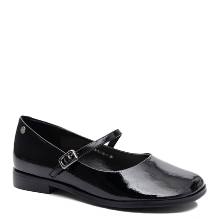 Maciejka Leather Court Shoes Patent Finish Flat Heel 2.5 cm Black K7518-01/00-1