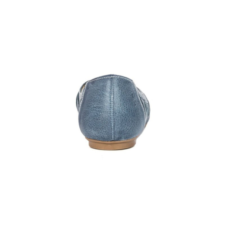 Maciejka Baleriny skórzane Granat Na Jeans