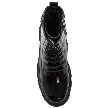 S.Barski Women's warmed lacquered Black Ankle boots