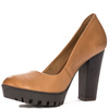Maciejka Leather Pumps on Block Heel and Platform Brown 02629-29-00-1